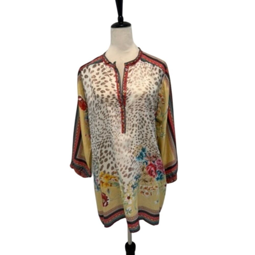Johnny Was – Floral Silk Tunic, Size L